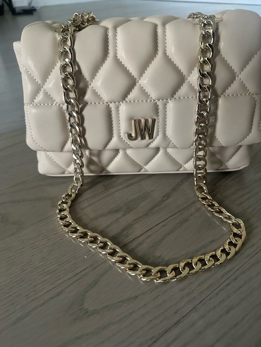 Jason Wu Quilted Crossbody Bag in Cream and Gold
